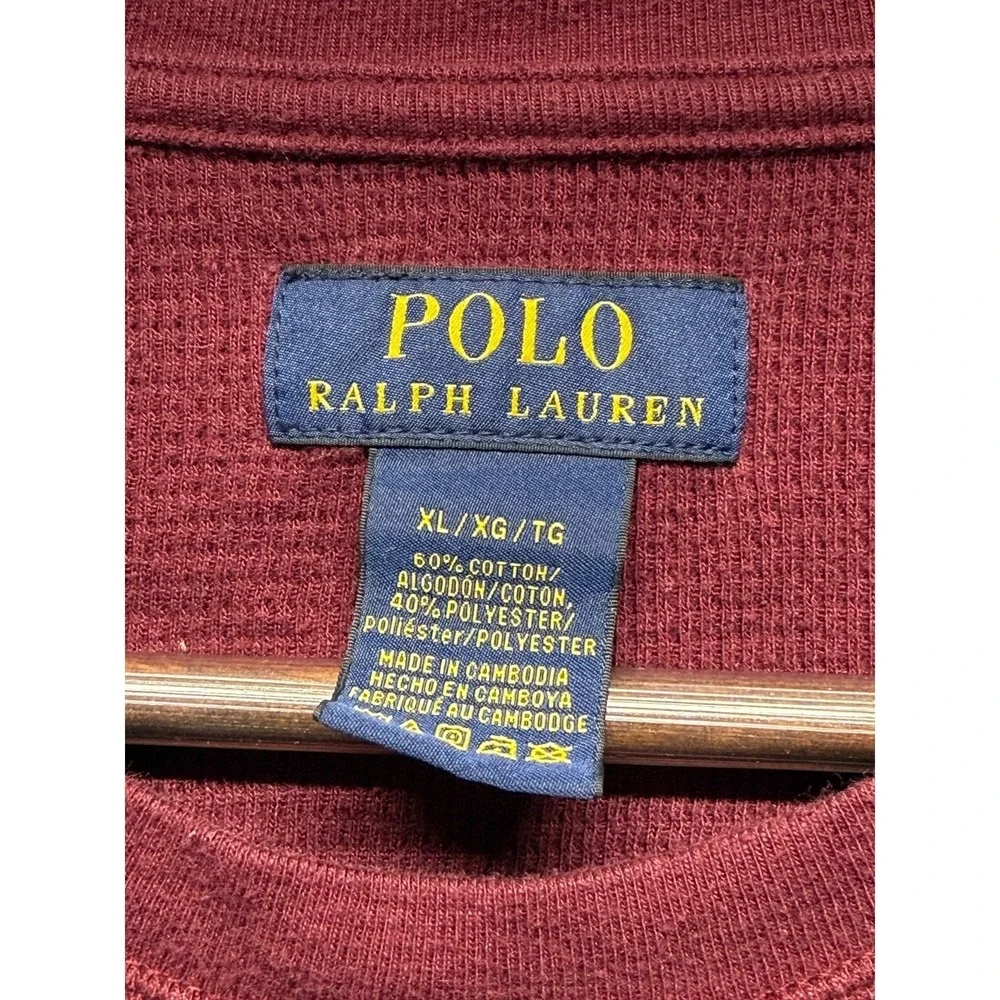 Polo Ralph Lauren Thermal Shirt‎ Mens XL Maroon Waffle Knit Cotton Pony Logo